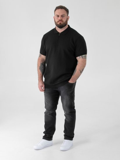 D555 Kennedy Cable Knitted Polo Black - Поло тениски - мъжки тениски с яка големи размери
