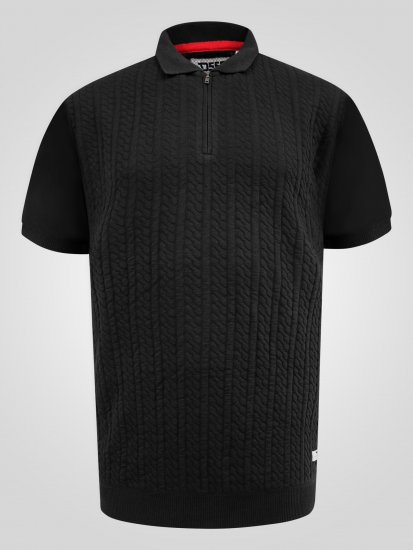 D555 Kennedy Cable Knitted Polo Black - Поло тениски - мъжки тениски с яка големи размери