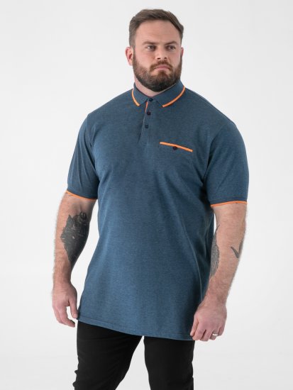 D555 Harvey Pique with Jacquard Collar & Cuffs Polo Teal - Поло тениски - мъжки тениски с яка големи размери
