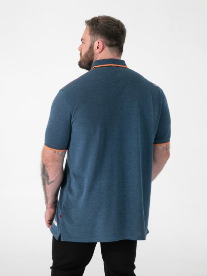 D555 Harvey Pique with Jacquard Collar & Cuffs Polo Teal - Поло тениски - мъжки тениски с яка големи размери