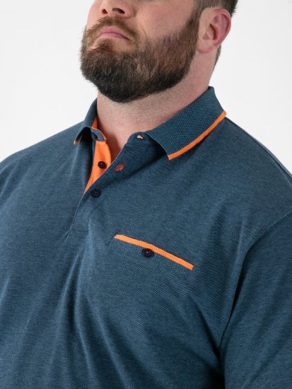 D555 Harvey Pique with Jacquard Collar & Cuffs Polo Teal - Поло тениски - мъжки тениски с яка големи размери