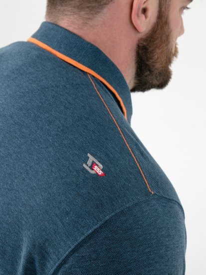 D555 Harvey Pique with Jacquard Collar & Cuffs Polo Teal - Поло тениски - мъжки тениски с яка големи размери