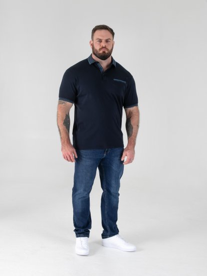 D555 Barret Interlock Jacquard Collar & Cuffs Polo Navy - Поло тениски - мъжки тениски с яка големи размери