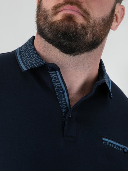 D555 Barret Interlock Jacquard Collar & Cuffs Polo Navy - Поло тениски - мъжки тениски с яка големи размери
