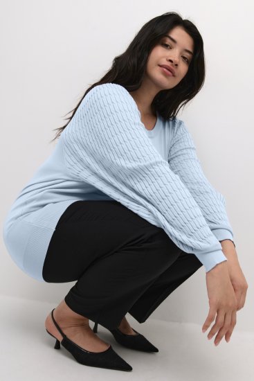 Kaffe Curve Lini Knit Пуловер Celestial Blue - Суичъри & cуичъри с качулка - 