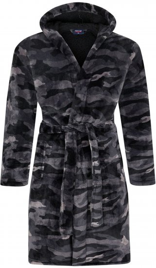 Espionage PJ159 Camo Fleece Gown Black/Grey - Халати за баня/xавлии - мъжки халати за баня големи размери
