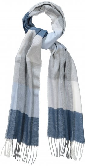 Ulla Popken Woven Check Print Scarf Soft Light Blue - Аксесоари - 