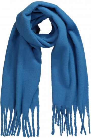 Ulla Popken Trendy Boucle Yarn Fringe Knit Scarf Teal Blue - Аксесоари - 