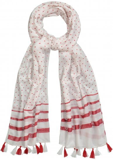 Ulla Popken Dot Print Tassel Accent Scarf Red - Аксесоари - 