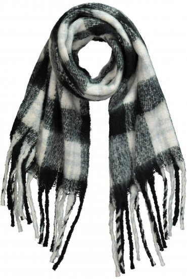 Ulla Popken Plaid Long Fringe Scarf Black - Аксесоари - 
