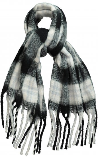 Ulla Popken Plaid Long Fringe Scarf Black - Аксесоари - 