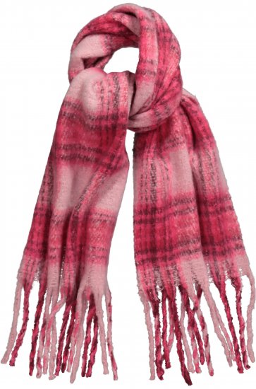 Ulla Popken Plaid Long Fringe Scarf Aubergine - Аксесоари - 
