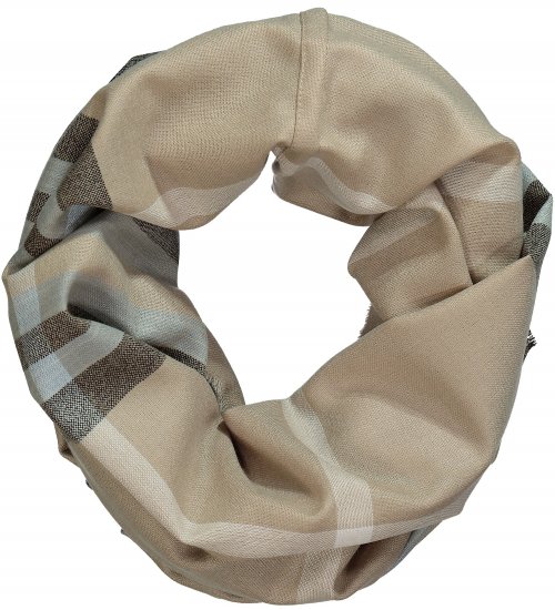 Ulla Popken Plaid Infinity Scarf Brown - Аксесоари - 
