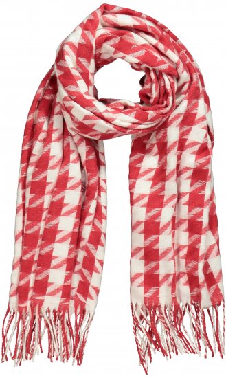 Ulla Popken Houndstooth Fringed Hem Scarf Salsa - Аксесоари - 