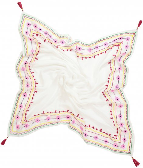 Ulla Popken Tassel Embroidery Scarf Snow White - Аксесоари - 