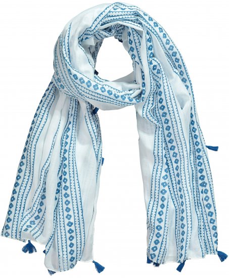 Ulla Popken Greek Stripe Tasseled Scarf Blue - Аксесоари - 