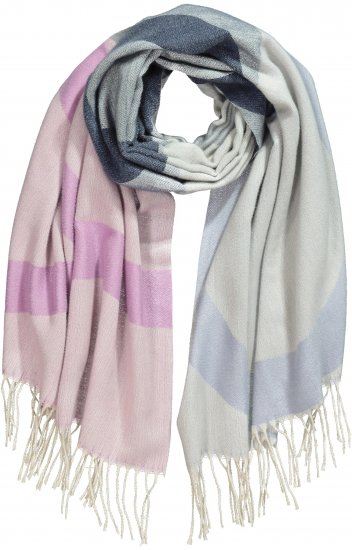 Ulla Popken Cozy Lettering Fringed Scarf Pink and Blue - Аксесоари - 