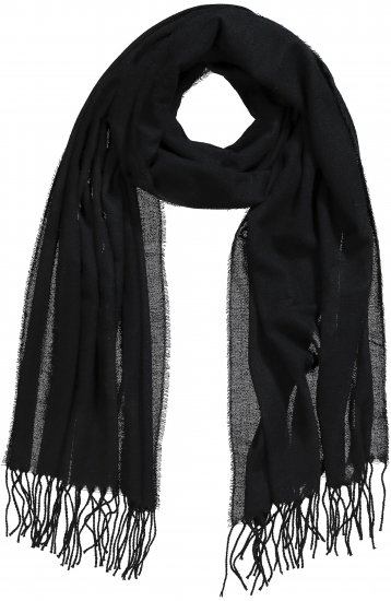 Ulla Popken Fringed Scarf Black - Аксесоари - 