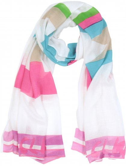 Ulla Popken Pink Lettering Border Print Scarf Snow White - Аксесоари - 