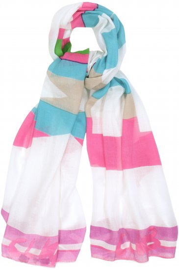 Ulla Popken Pink Lettering Border Print Scarf Snow White - Аксесоари - 