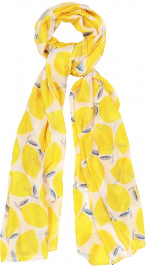 Ulla Popken Lemon Print Scarf Sun Yellow - Аксесоари - 