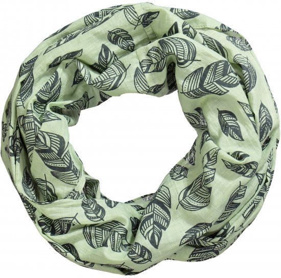 Ulla Popken Leaf Print Infinity Scarf Pistachio - Аксесоари - 