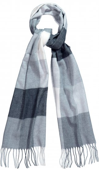 Ulla Popken Checked Fringed Hem Scarf Light Grey Melange - Аксесоари - 