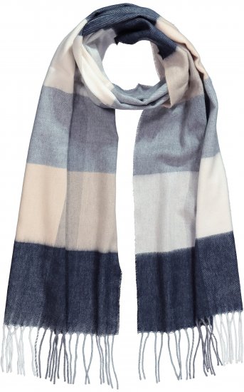 Ulla Popken Checked Fringed Hem Scarf Dark Putty - Аксесоари - 