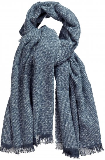 Ulla Popken Fringed Hem Knit Scarf Deep Aqua - Аксесоари - 