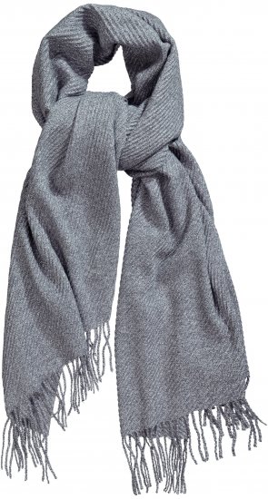 Ulla Popken Ribbed Knit Fringed Hem Scarf Grey Melange - Аксесоари - 