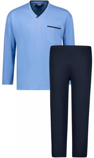 Adamo Beppo Long Sleeve Pyjama Light Blue - Бельо & Бански шорти - Мъжко бельо големи размери