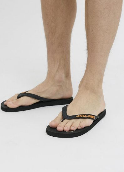 Jack & Jones Logo Palm Print Flip Flop Slippers Anthracite - Мъжки oбувки 40-52 - 