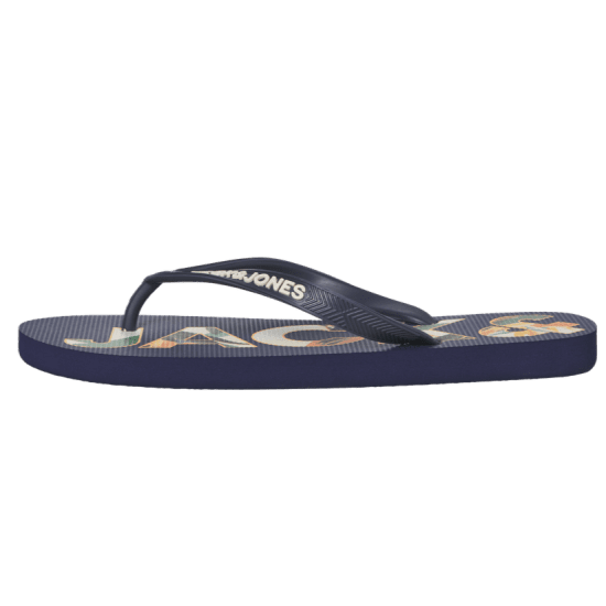 Jack & Jones Logo Palm Print Flip Flop Slippers Medieval Blue - Мъжки oбувки 40-52 - 