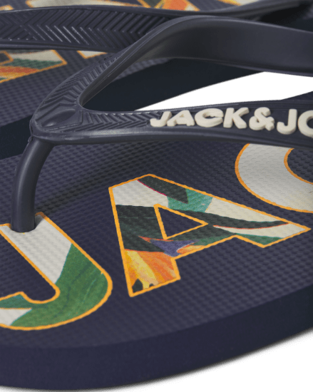 Jack & Jones Logo Palm Print Flip Flop Slippers Medieval Blue - Мъжки oбувки 40-52 - 