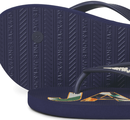 Jack & Jones Logo Palm Print Flip Flop Slippers Medieval Blue - Мъжки oбувки 40-52 - 