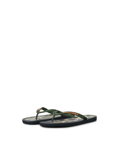 Jack & Jones Logo Palm Print Flip Flop Slippers Navy Blazer/Verdant Green - Мъжки oбувки 40-52 - 