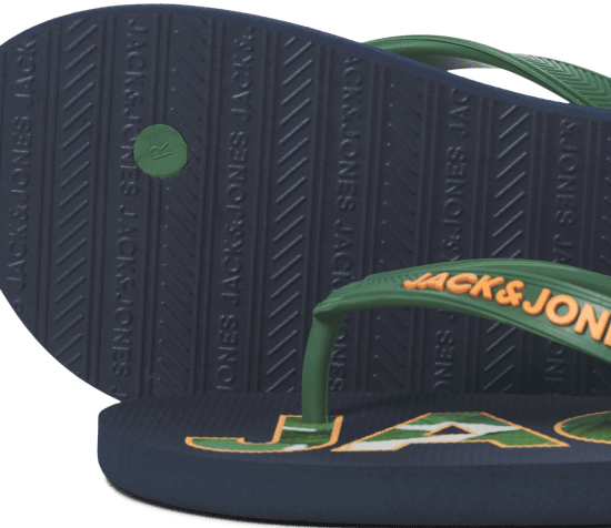 Jack & Jones Logo Palm Print Flip Flop Slippers Navy Blazer/Verdant Green - Мъжки oбувки 40-52 - 