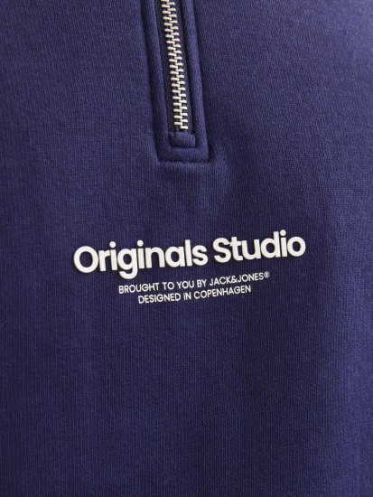 Jack & Jones Esterbro High Neck Quarter Zip Sweatshirt Ocean Cavern - Суичъри & cуичъри с качулка - мъжки суичъри големи размери