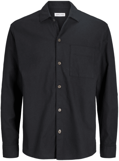 Jack & Jones TRISTAN Overshirt Long Sleeve Black - Ризи - мъжки ризи големи размери
