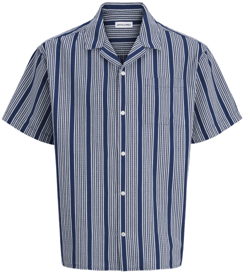 Jack & Jones Edover Resort Short Sleeve Shirt Dark Blue - Ризи - мъжки ризи големи размери