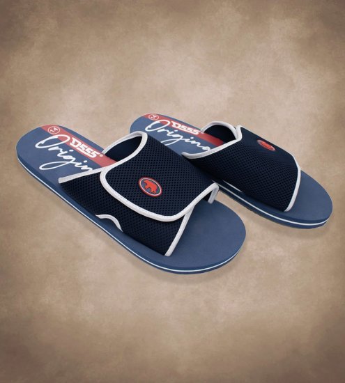 D555 DRAKE Slippers With Velcro Fastening Navy - Мъжки oбувки 40-52 - 