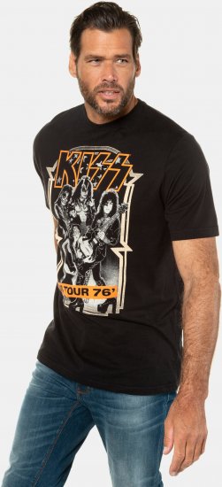JP1880 KISS Retro Graphic Comfort Fit Band T-Shirt Black - Тениски - мъжки тениски големи размери