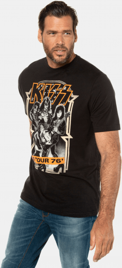 JP1880 KISS Retro Graphic Comfort Fit Band T-Shirt Black - Тениски - мъжки тениски големи размери