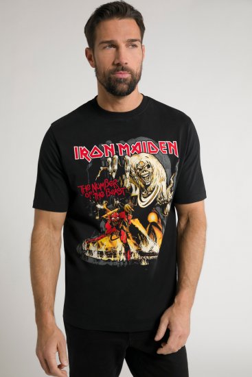 JP1880 Iron Maiden - Number of the Beast Graphic Comfort Fit Band T-Shirt Black - Тениски - мъжки тениски големи размери
