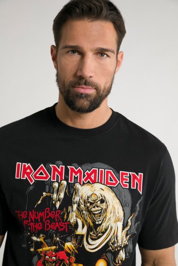 JP1880 Iron Maiden - Number of the Beast Graphic Comfort Fit Band T-Shirt Black - Тениски - мъжки тениски големи размери