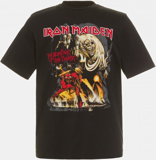 JP1880 Iron Maiden - Number of the Beast Graphic Comfort Fit Band T-Shirt Black - Тениски - мъжки тениски големи размери