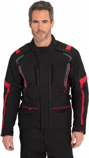JP1880 Sporty Touring Motorcycle Jacket Black & Red - Мотоциклетно облекло в плюс размери - Мотоциклетно облекло в големи размери за мъже