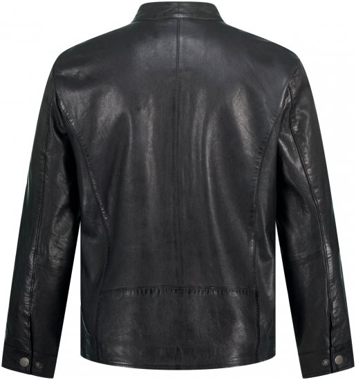 JP1880 Biker Style Leather Jacket Black - Якета - мъжки якета големи размери