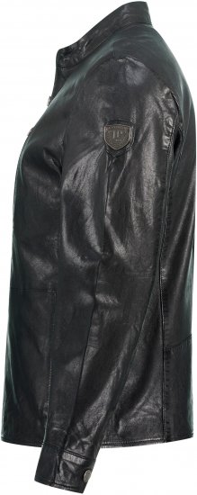 JP1880 Biker Style Leather Jacket Black - Якета - мъжки якета големи размери