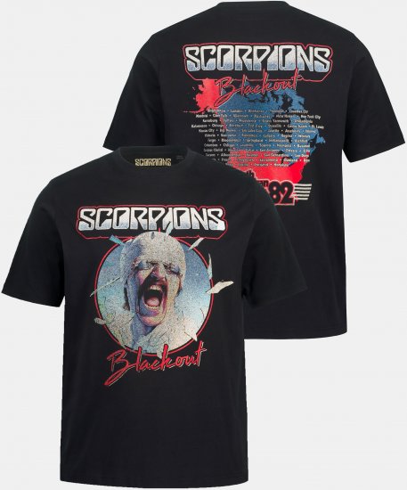 JP1880 Scorpions Blackout Graphic Comfort Fit Band T-Shirt Black - Тениски - мъжки тениски големи размери